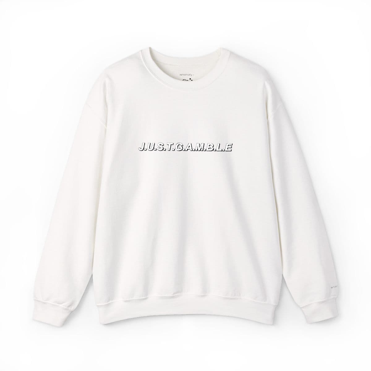 J.U.S.T.G.A.M.B.L.E Premium Embroidered Crewneck — White