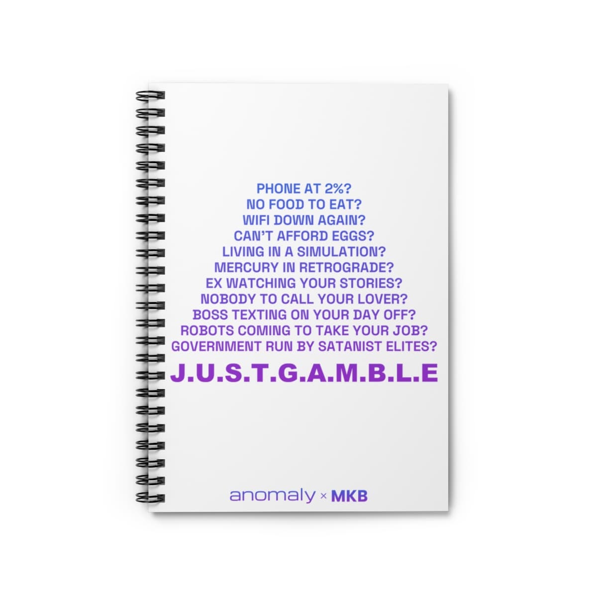 Gambler's Manifesto Purple Gradient Ruled Spiral Notebook
